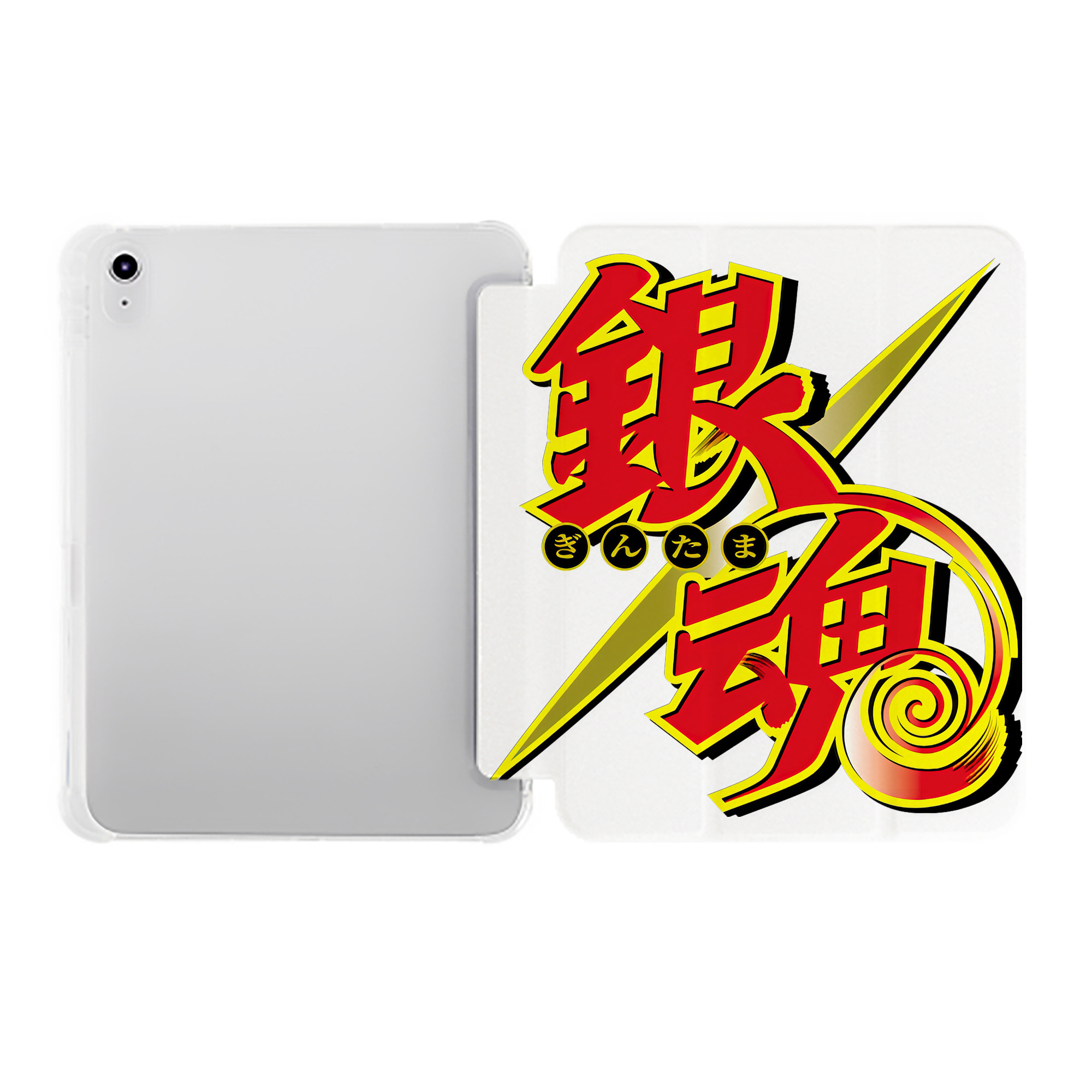 （画像用） ぎんたま 坂田銀時（さかたぎんとき） 神楽 志村新八（しむら しんぱち） GINTAMA Sakata Gintoki Kagura Shimura Shinpachi IPad ケース ペン収納付き 三つ折りスタンド PUレザー×シリコン 対応機種9.5/10.5/10.9インチ